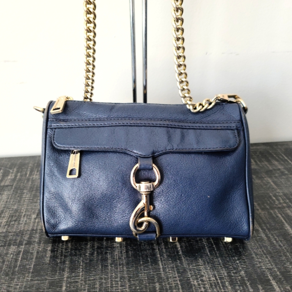 Rebecca Minkoff Navy Blue Leather Mini MAC Crossbody Shoulder Bag